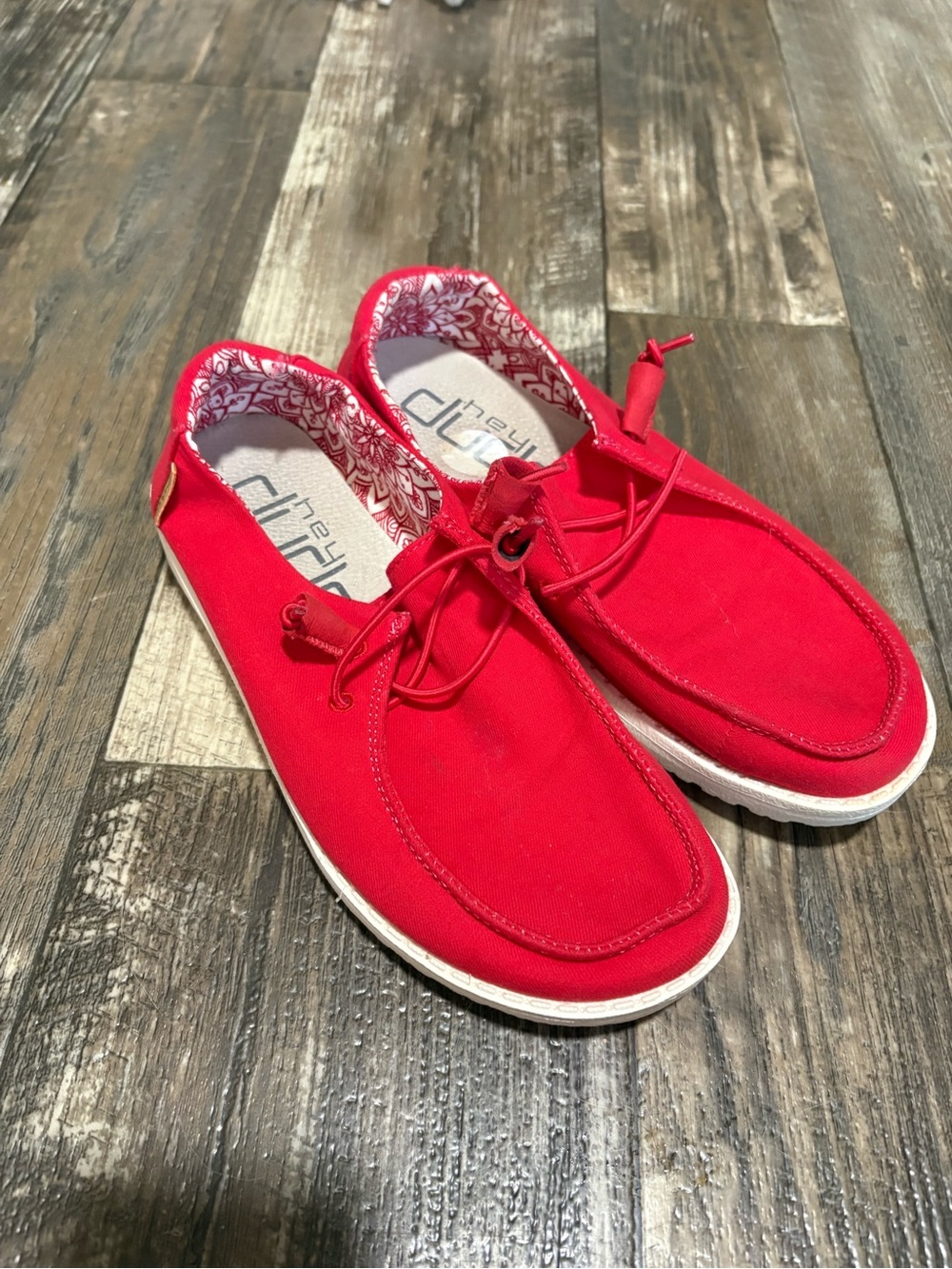 Hey Dude Women’s Red Canvas Slip-On Loafers